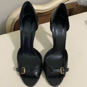 Burberry Black Heels with Gold Buckle
